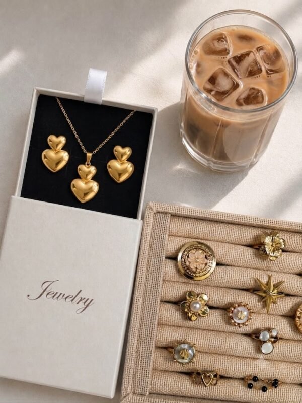 SET ARETES Y COLLAR CORAZONES