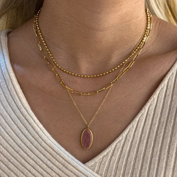 COLLAR OVALO PALO DE ROSA