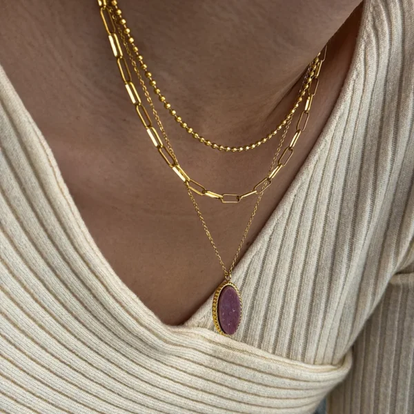 COLLAR OVALO PALO DE ROSA