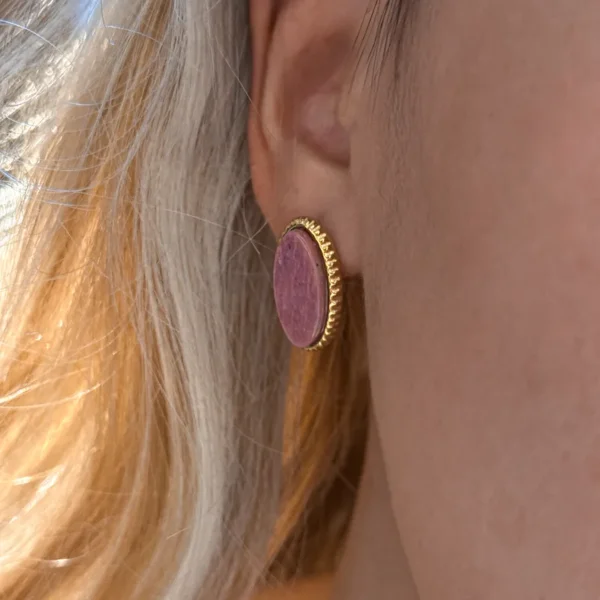 ARETES OVALO PALO DE ROSA