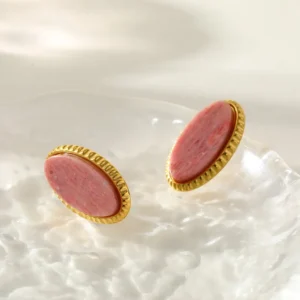 ARETES OVALO PALO DE ROSA